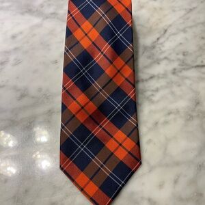 Tommy Hilfiger Bold Orange and Navy Plaid Tie